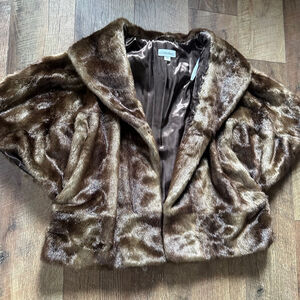 Women's Calvin Klein Faux Fur Jacket Size L Brown
